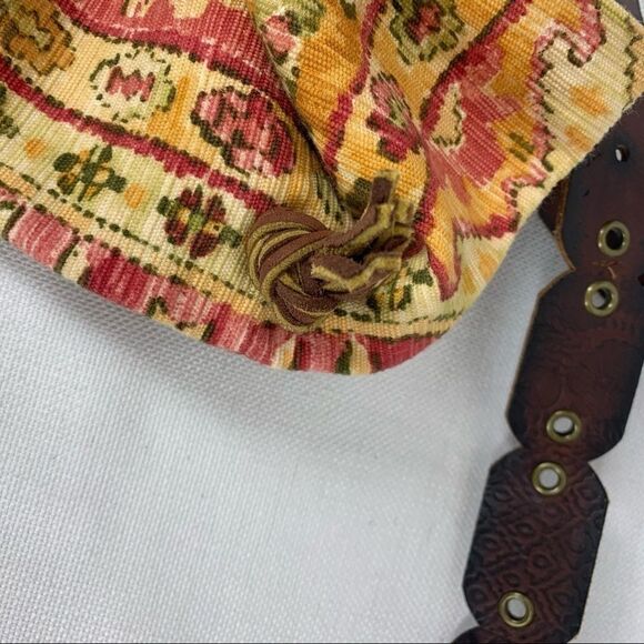 Handmade Upcycled Material & Leather Southwest Crossbody Bag - Picture 10 of 13